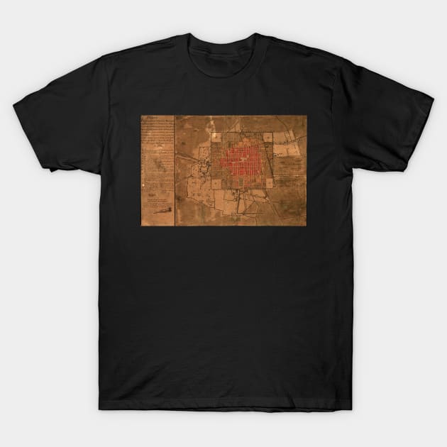 Vintage Map of Mexico City Mexico (1800) T-Shirt by Bravuramedia